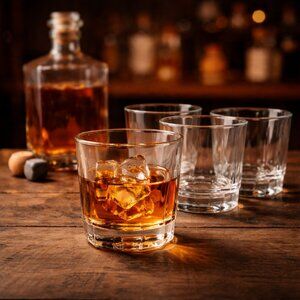 ARCOROC Clear Short Whiskey Old Fashioned Rocks Glasses | Set 4 | Made in France